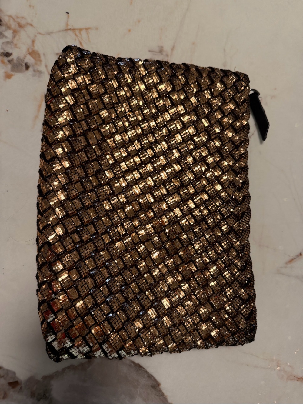 NAGHEDI Metallic Bronze Woven Tote Bag & Matching Zip Pouch Set - Picture 9 of 17